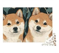 Shiba Inu Dog Floral Art Print Puzzle 1000 Pièces Educa Jouet en Bois Cadeau Unique Décoration Intérieure Jeu Éducatif Challenge Toy Adultes Et Enfants À Partir De 14 Ans 52x38cm/1000pcs