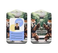 Shiba-Inu-Martial-Art Porte-badge en cuir synthétique avec cordon, porte-badge vertical pour Ofiice