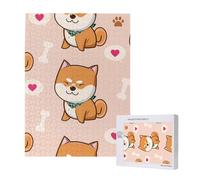Shiba Inu Mignon et Kawaii,Puzzle Familial en Bois de 500 pièces pour Adultes et Adolescents