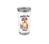 Shiba Inu Mom Adorable couronne florale pour chiot Gobelet isotherme en acier inoxydable double paroi