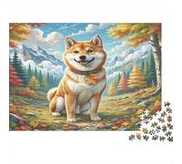 Shiba Inu Papier Premium Shiba Inu dans Un Paysage de Montagne d’Automne Puzzle à Monter soi-même pour Enfants de +12 Ans Cadeau de Noël Amusant 38x26cm/1000 pièces
