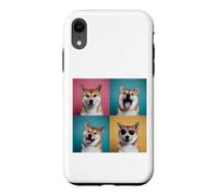 Shiba Inu Photobooth Portrait de Visage d'animal de Compagnie avec Lunettes de Soleil Coque pour iPhone XR