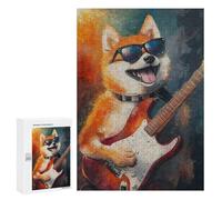 Shiba Inu Rock Star Guitar Painting Puzzle 1000 Pièces Educa Jouet en Bois Cadeau Unique Décoration Intérieure Jeu Éducatif Challenge Toy Adultes Et Enfants À Partir De 14 Ans 300 PCS