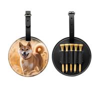 Shiba Inu Sac de rangement multifonction pour tees de golf pour homme, matériau PU durable Noir