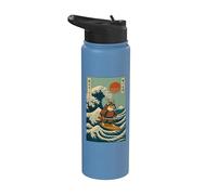 Shiba Inu Samouraï Surf Vague Japonaise Anime Kawaii Stainless Steel Insulated Water Bottle