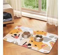 Shiba Inu,Tapis d'alimentation pour Animaux de Compagnie, Sets de Table en Cuir PU pour Chats et Chiens,30x45cm
