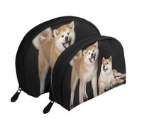 Shiba InuAkita Inu, Trousse de Maquillage Coquille Femme Petit Porte-Monnaie Trousse de Toilette Trousse à cosmétiques 2 pièces