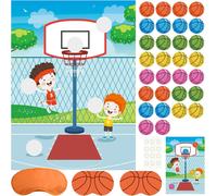 Shiba-Jeu De Fête Basket-Ball Pin The Basketball On The Hoop Jeu Fête Anniversaire Enfants Grande Affiche Basket-Ball Autocollants[6