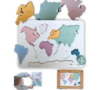 Shiba-Jeux Montessori 3 Ans & Plus- Puzzle Mappemonde - Puzzle Silicone - Jeu Montessori Continents & Mers Du Monde, - Jeux Educa[4