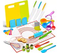 Shiba-Kit De Cuisine Montessori Pour Enfants 31 Pièces Cofret 2 En 1, Couteaux Et Accessoires De Patisserie Sans Bpa, Lavable En[5