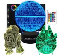 Shiba-Lampe 3d Star Wars, 3 Motifs, 1 Socle, 1 Télécommande, Motif Star Wars R2-D2, Étoile De La Mort, Faucon Millenium, Avec Télé[4