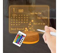 SHIBA-Lampe Illusion 3D Calendrier Mémo, Tableau de Notes en Acrylique Lumineux, 16 Couleurs de Lumière Veilleuse avec Base Lumine[3