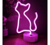 SHIBA-LED blanc chaud chat néon Signalisation lumineuse salle décor Neon Lights signe avec piédestal Night Lights Décor Intérieur [5