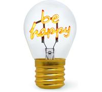 SHIBA-Legami - Lampe de table en forme d'ampoule, rechargeable avec câble USB, sans fil, fiction d'ampoule, thème Be Happy, 6,8 x [3
