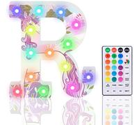 SHIBA-Lettres lumineuses LED à paillettes, 18 couleurs changeantes, panneau de l'alphabet en diamant avec télécommande, cadeau pou[3