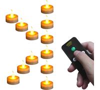 SHIBA-Lot de 12 bougies chauffe-plat sans flamme avec minuterie et télécommande Fausses bougies électriques avec ampoule jaune cla[4