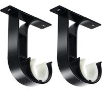 SHIBA-Lot de 2 Supports de Tringle à Rideaux de Plafond Noirs - Très Résistants en Alliage d'Aluminium[874]