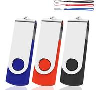 SHIBA-Lot de 3 clés USB 2.0 de 64 Go - Design pivotant - Rangement pliable - Noir/bleu/rouge - Avec cordon de serrage[676]