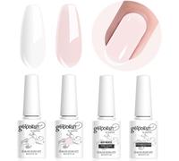 Shiba-Lot De Vernis Gel Semi-Permanent Et Base Top Coat Pour French Manucure Gel Uv/Led Soak Off Nail Art French Blanc, Rosé 4pcs [1