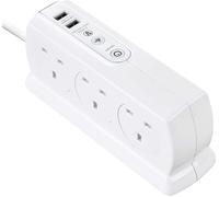 SHIBA-Multiprise 6 Prises avec Protection Contre Les surtensions et 2 Ports USB Blanc 2 m[1268]