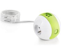 SHIBA-Multiprise Multimédia WATTBALL 2P 16A + 1P 6A + USB 2.1A - Verte[692]