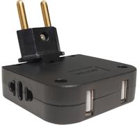 SHIBA-Multiprise Ultra Plat, 4 en 1: 2X Ports USB et 2X Prises (Adaptateur Européen et Américain), Tête Pivotante 180 Degrés[504]