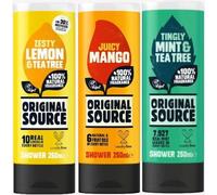 Shiba-Original Source Lot De 3 Flacons De Gel Douche De 250 Ml, Citron Et Arbre À Thé, Menthe Et Arbre À Thé, Mangue Juteuse[1454]