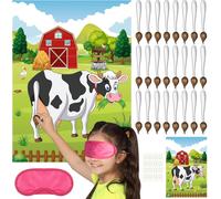 Shiba-Pin The Tail On The Cow Farm Party Game Affiche De Jeu De Vache Avec 24 Autocollants De Queue Pour Décorations Murales D'ani[5