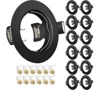 SHIBA-Projecteurs Spot Encastrable GU10 Set Cadre Avec Douille Céramique GU10, Noir Mat Rond Cadre de Montage Spot LED, Ouverture [3