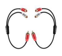 SHIBA-RCA à 2 RCA Y Splitter Audio Cable - Adaptateur Stéréo Mâle à Femelle Pour Subwoofer - Système Hi-Fi - 0.98ft (2pcs)[879]