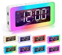 SHIBA-Réveil Numérique pour Enfants - Horloge avec Lumière, Double Alarme, 8 Sons d'Endormissement, Minuterie - Chargeur USB - Hor[2