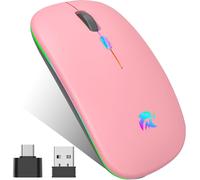 SHIBA-Souris Sans Fil Rechargeable, Souris Bluetooth, Souris Rétroéclairée de 7 Couleurs avec Mini récepteur USB de 2,4 GHz, Souri[2