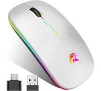 SHIBA-Souris Sans Fil Rechargeable, Souris Bluetooth, Souris Rétroéclairée de 7 Couleurs avec Mini récepteur USB de 2,4 GHz, Souri[2