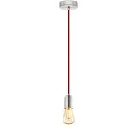 SHIBA-Suspension Yorth 1 Ampoule Suspension Cordon Vintage Industriel en Acier Nickel Mat Câble Rouge Lampe de Salle à Manger Lamp[2