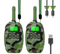 SHIBA-Ushining Talkie Walkie Enfants Rechargeable avec Radio à 2 Voies 16 Canaux Fonction VOX Lampe de Poche LCD Rétro-éclairée, T[1