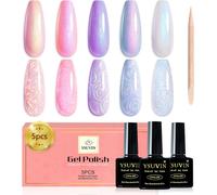 Shiba-Vernis Semi Permanent Nacré, 5 Couleurs Milky Perle Blanc Rose Violet Bleu Or Shell Glitter Vernis À Ongles Soak Off Uv/Led [1