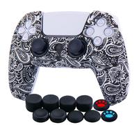 Shiba-Yorha Housse Coques Autocollants En Impression Silicone Épaissi Skin Cover Pour Ps5 Dualsense Manette (Feuilles Blanches) X [2