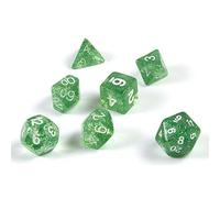 shibby 60014327 Lot de 7 dés à Paillettes polyédriques pour Jeux de rôle et de Tablette Vert