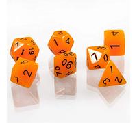 shibby Lot de 7 Cubes Lumineux polyédriques pour Jeux de rôle et de Table Orange avec Sac