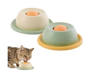 Shibida Boule À Lécher pour Chien et Chat, 2PCS Bol Léchage avec Balle Rotative Dog Lick Bowl Bol De Léchage pour Chien Tapis À Lécher pour Chien À Alimentation Lente avec Ventouse