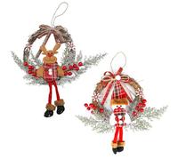 Shibida Lot de 2 Couronne de Noel,Couronne de Noel Porte,Couronne de Noël décorative 35 cm Couronne de Noël Couronne de père Noël Exquis pour Porte d'entrée,fenêtre,décoration Murale