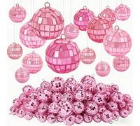 Shibida Lot de 25 Mini Boules à Facettes Disco Décoration de Différentes Tailles Boule Disco pour Fête,Boule à Facettes Classique pour Fête Disco des Années 70,Noël,Saint-Valentin,Mariage
