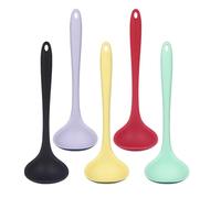 Shibida Lot de 5 louches à soupe en silicone - Résistantes à la chaleur - Avec trou de suspension - Sans BPA et passent au lave-vaisselle - Cuillère à long manche pour cuisiner, mélanger et servir