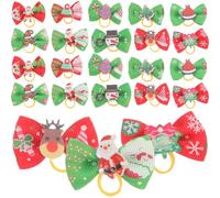 Shidongbla Lot de 30 nœuds pour poils de chien, nœuds de Noël avec bande élastique, accessoires pour petits et moyens garçons et filles
