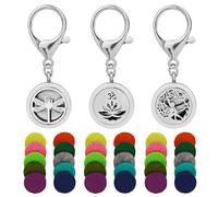 SHIDOW Lot de 3 porte-clés diffuseur d'huiles essentielles, diffuseur d'aromathérapie, porte-clés avec motif cœur pour femme, diffuseur de parfum, cadeau d'anniversaire, de Saint-Valentin, gris