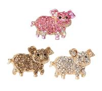 SHIDXIB Lot de 3 superbes broches en alliage de cochon incrustées de strass brillants sur le thème des animaux pour vêtements, sacs, sacs à dos, badges, accessoires, Métal, Alliage.