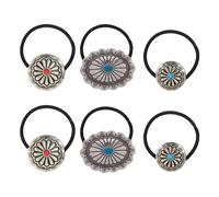 SHIDXIB Lot de 6 élastiques à cheveux de style occidental Turquoise