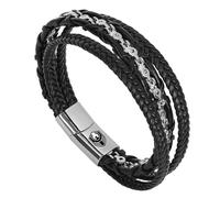 SHIEAGLELD Bracelet Cuir Homme, Bracelet Acier Inoxydable, avec Fermeture Magnétique Idee Cadeau Bijou Parfait, Avec Boîte Cadeau