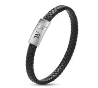 SHIEAGLELD Bracelet en Cuir pour Hommes avec Lettres Gravées A-Z, Fermeture Magnétique Tissé à la Main, Accessoire de Mode