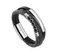SHIEAGLELD Bracelet Homme Cuir, Bracelets perle Homme, bracelet hommes acier, Magnetique Boucle en Acier Inoxydable et Boîte à Bijoux, Bracelets Exclusive pour l'idée de Cadeaux pour Hommes